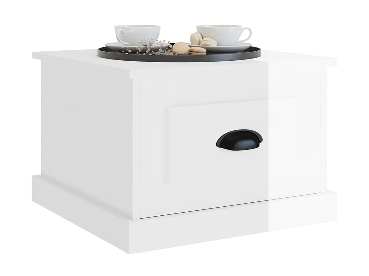 Table basse blanc brillant 50x50x35 cm bois d'ingénierie