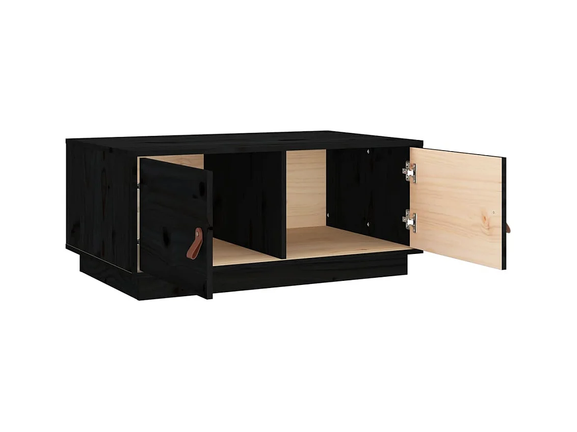 Mesa de centro dourada preta 80x50x35 cm Madeira maciça de pinho