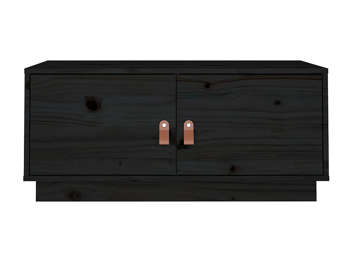 Mesa de centro dourada preta 80x50x35 cm Madeira maciça de pinho