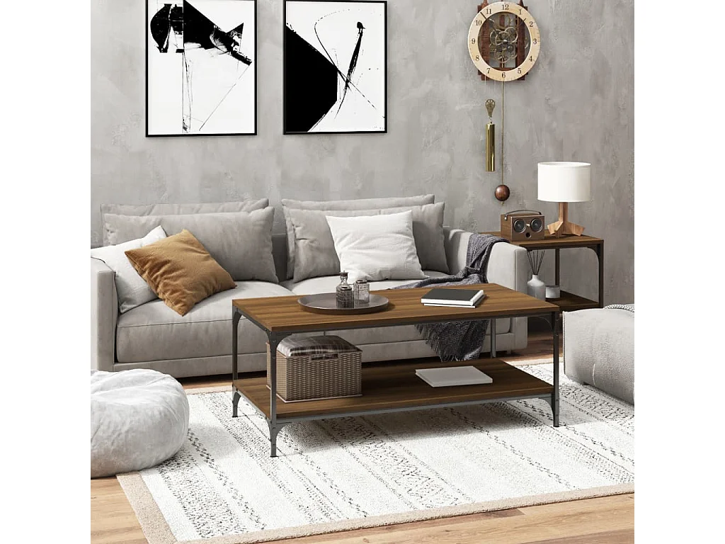 Mesa de centro dourada Carvalho castanho 80x50x40 cm Madeira artificial