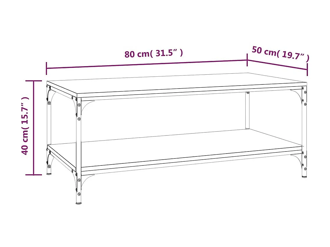 Gold Couchtisch Braune Eiche 80x50x40 cm Holzwerkstoff