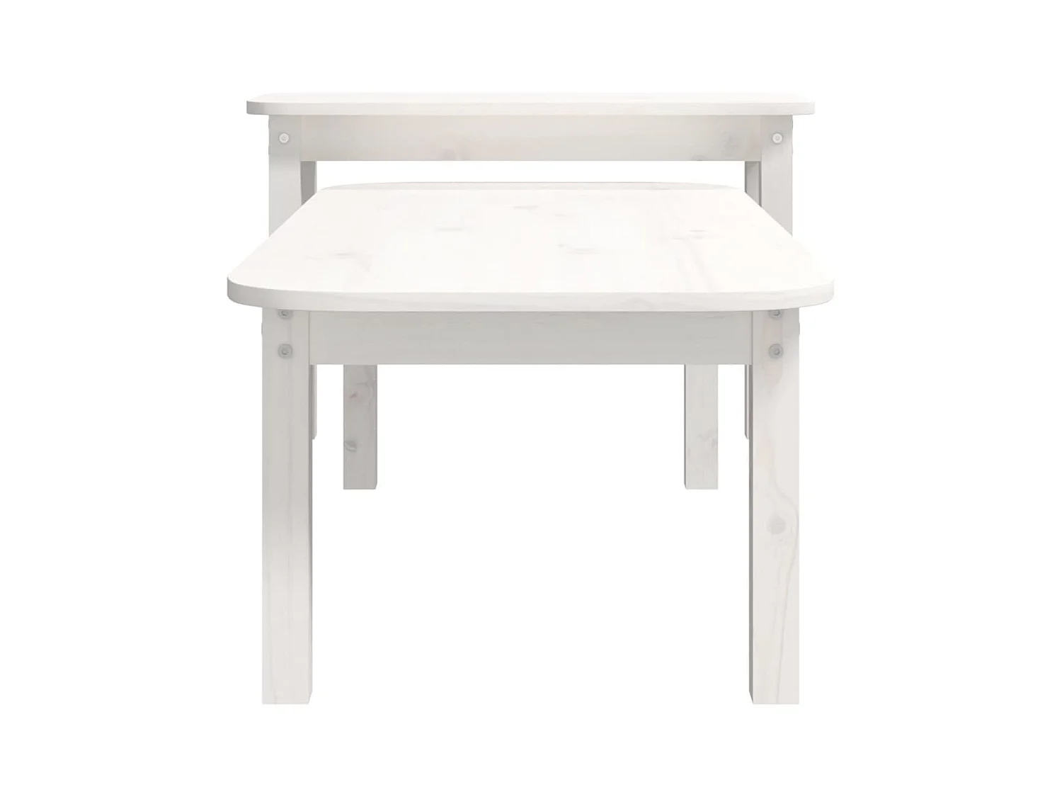Set tavolino da caffè color oro, 2 pezzi, in legno massello di pino bianco