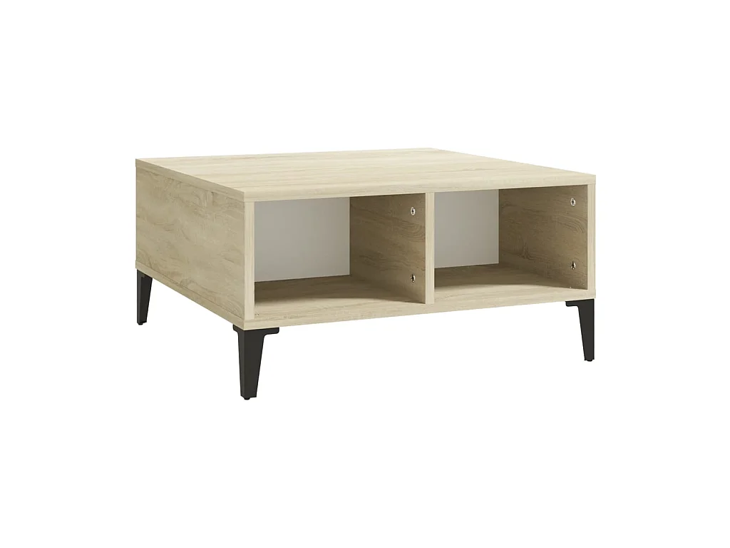 Table basse Blanc et chêne sonoma 60x60x30 cm Aggloméré