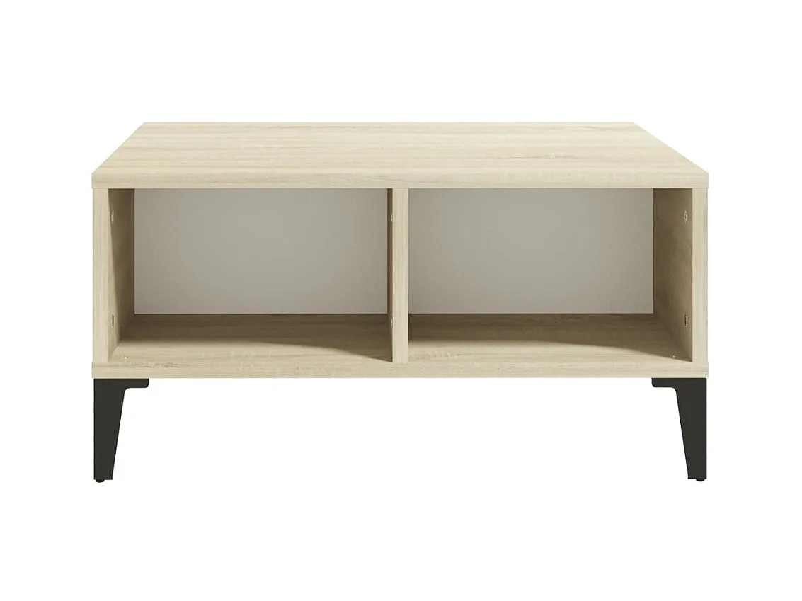 Table basse Blanc et chêne sonoma 60x60x30 cm Aggloméré