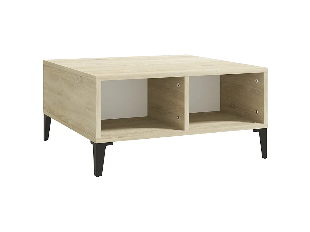 Mesa de centro dourada Branco e carvalho sonoma 60x60x30 cm Aglomerado