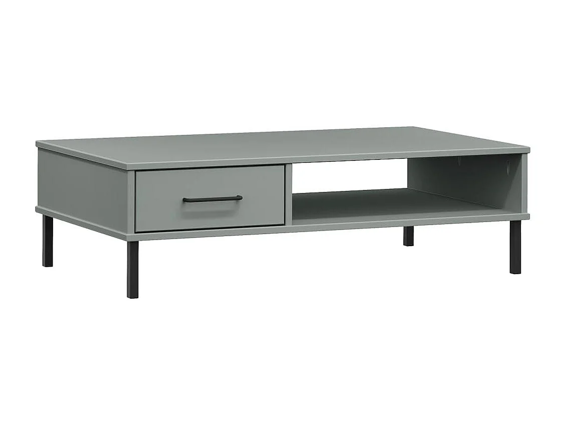 Goud Salontafel met metalen poten Grijs Massief grenen OSLO
