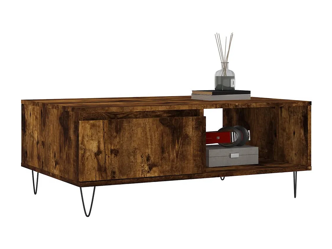 Table basse chêne fumé 90x60x35 cm bois d'ingénierie