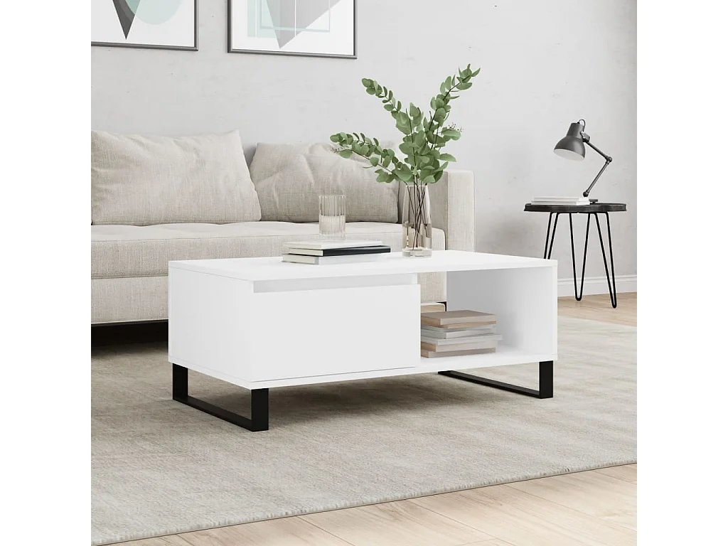 Mesa de centro Gold Blanco 90x50x36,5 cm Madera contrachapada