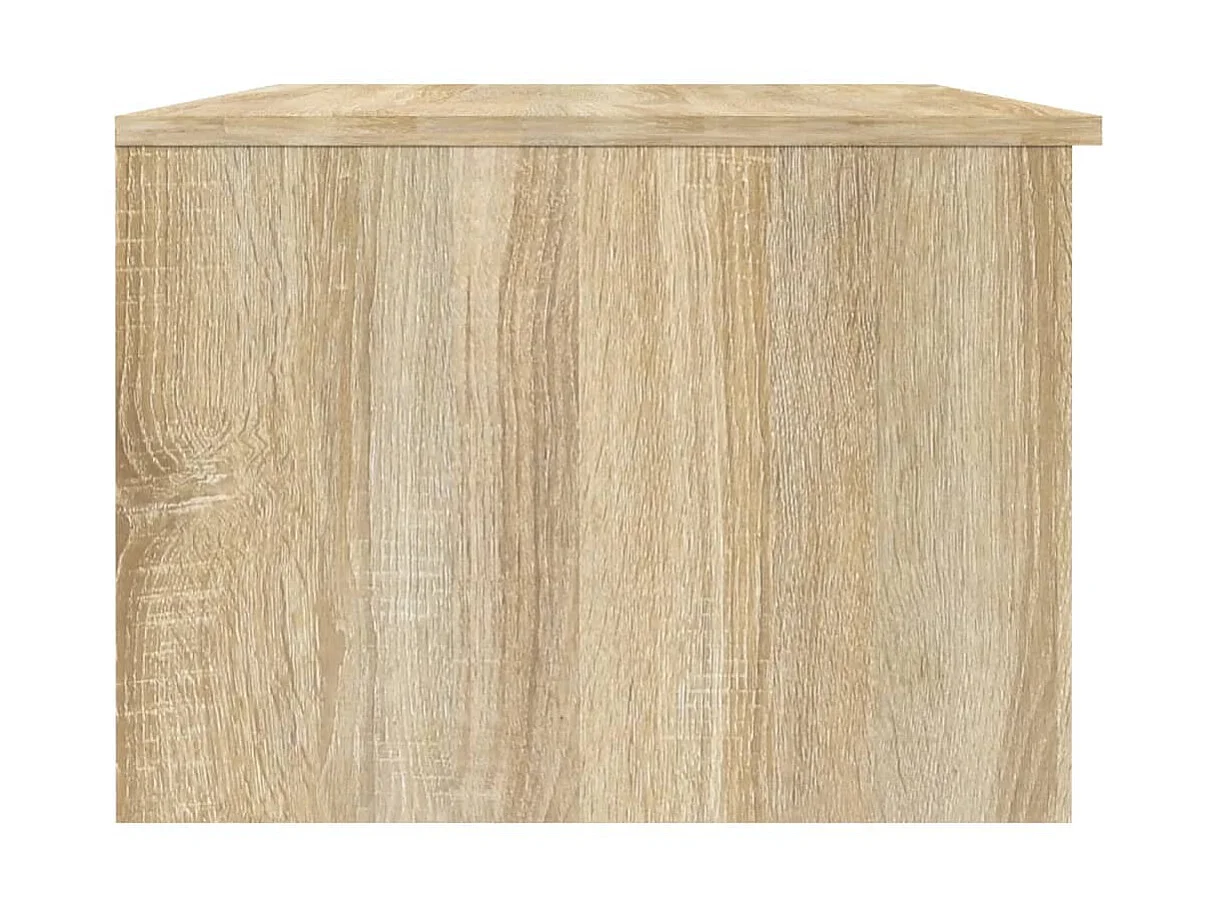 Goldfarbener Couchtisch, Weiß und Sonoma-Eiche, 102 x 50 x 36 cm, Holzwerkstoff