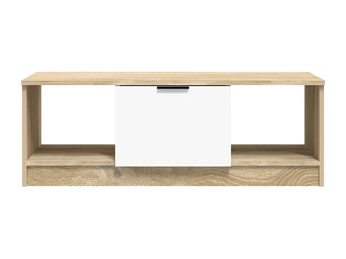 Table basse Blanc et chêne sonoma 102x50x36cm Bois d'ingénierie
