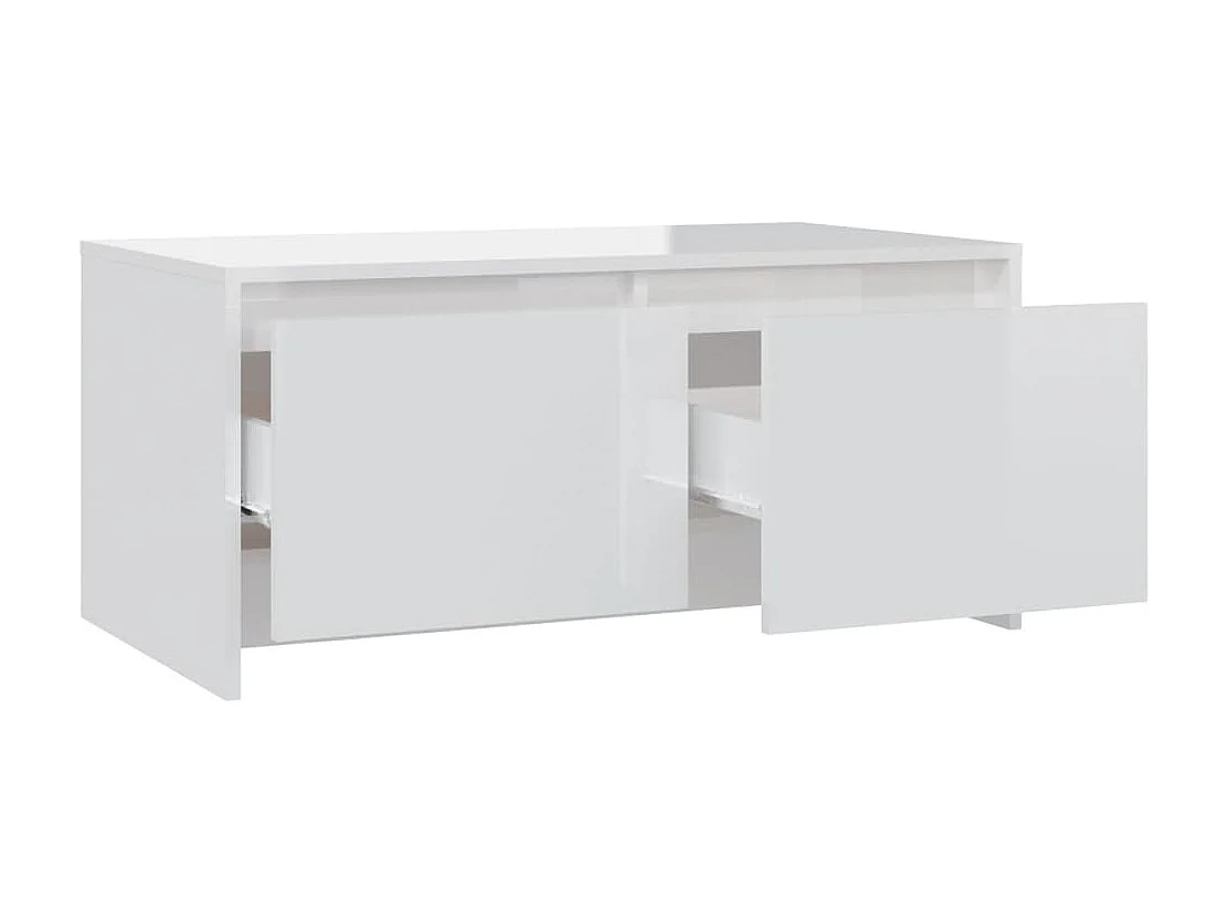 Table basse Blanc brillant 90x50x41,5 cm Aggloméré