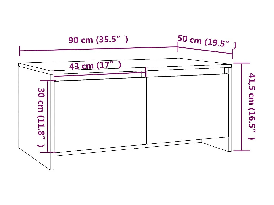 Table basse Blanc brillant 90x50x41,5 cm Aggloméré