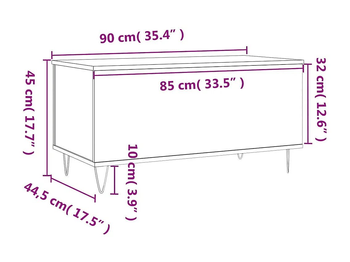 Table basse Noir 90x44,5x45 cm Bois d'ingénierie