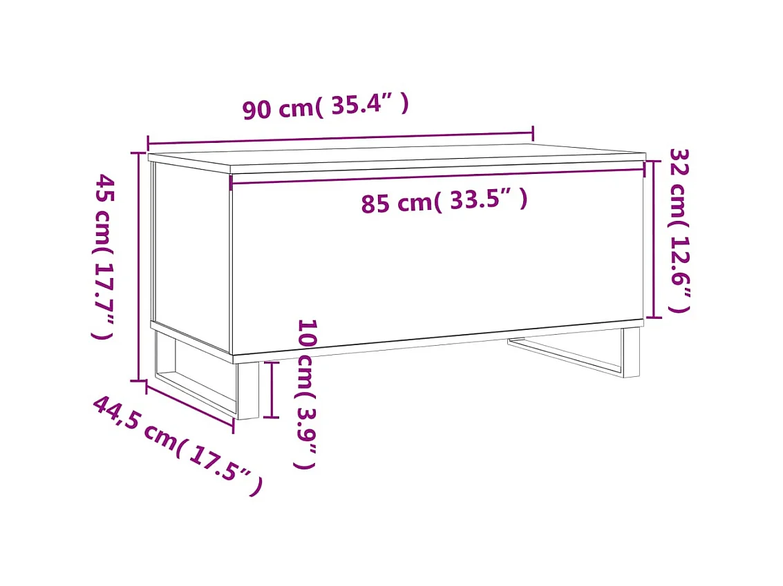 Tavolino Gold Grigio cemento 90x44,5x45 cm MDF