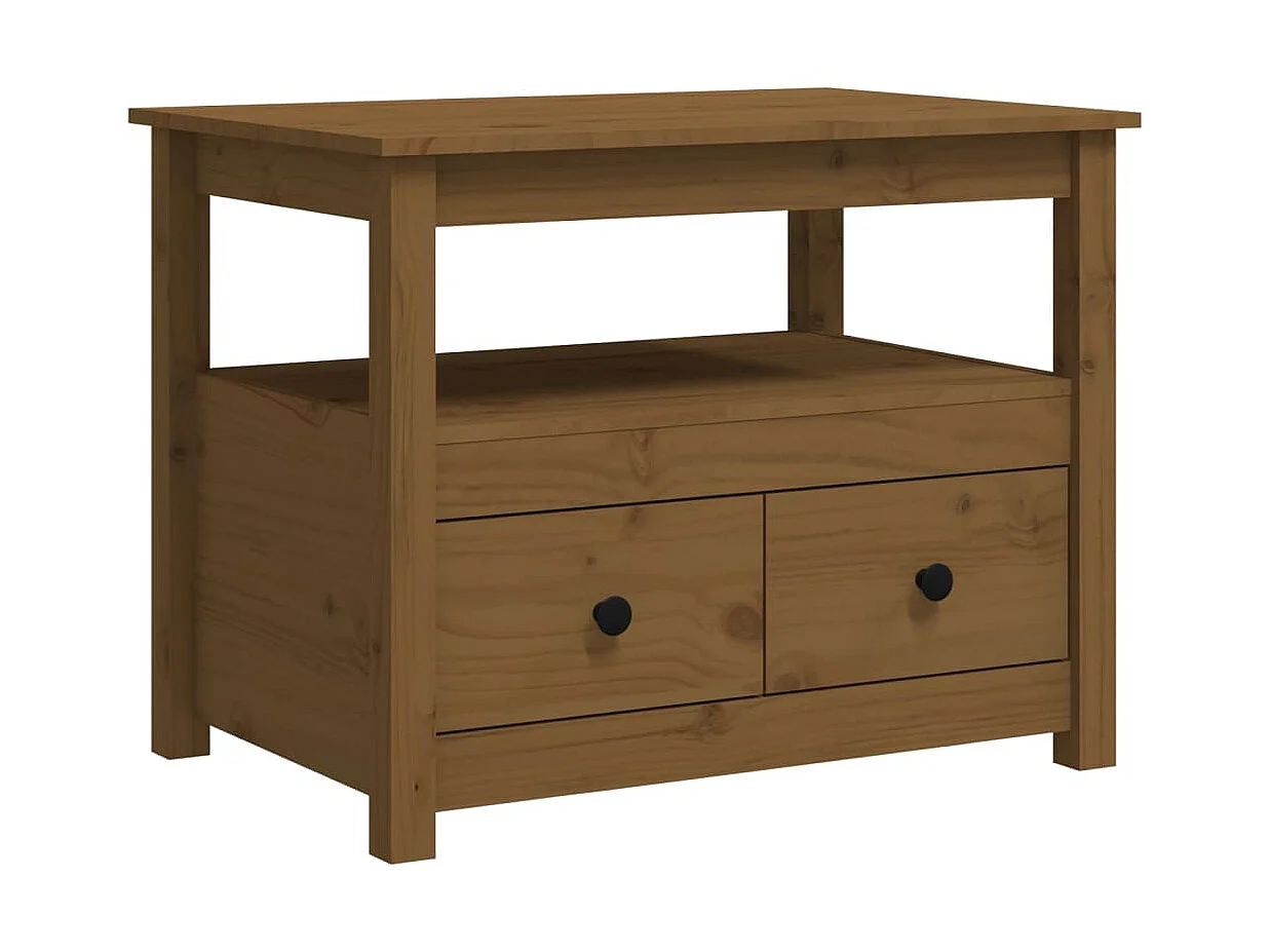 Table basse Marron miel 71x49x55 cm Bois massif de pin