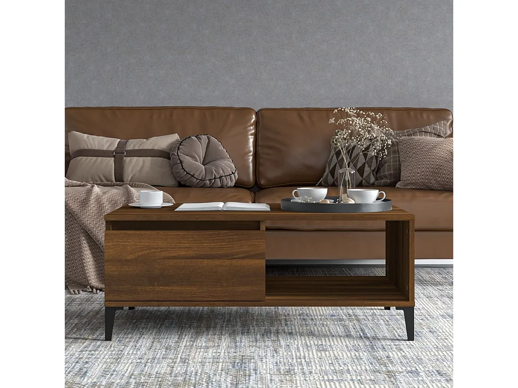 Mesa de centro Gold Roble marrón 90x50x36,5 cm Madera contrachapada