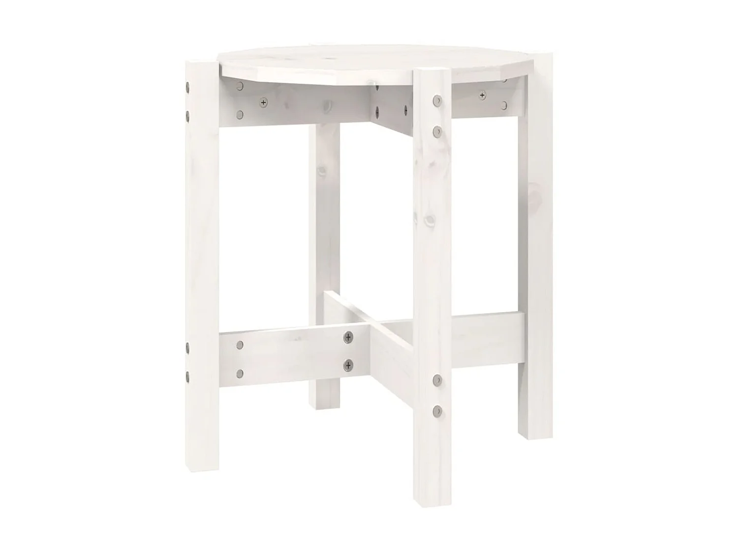 Tavolino Gold Bianco Ø 42,5x45 cm Legno di pino massiccio