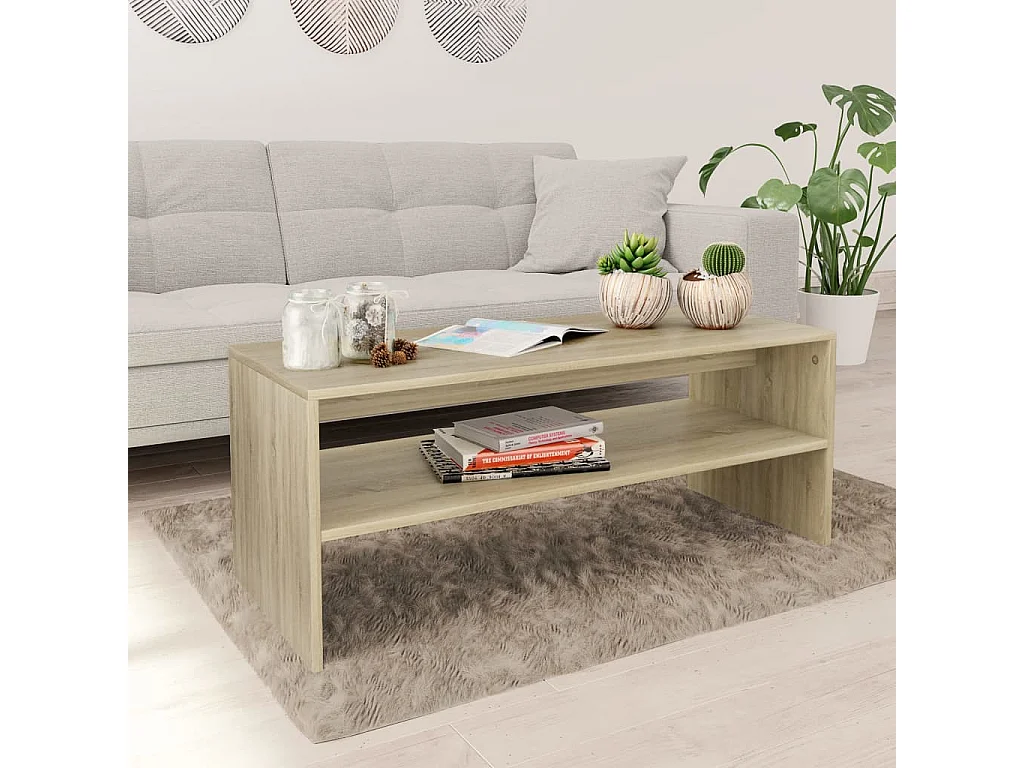 Mesa de centro dourada carvalho Sonoma 100 x 40 x 40 cm aglomerado