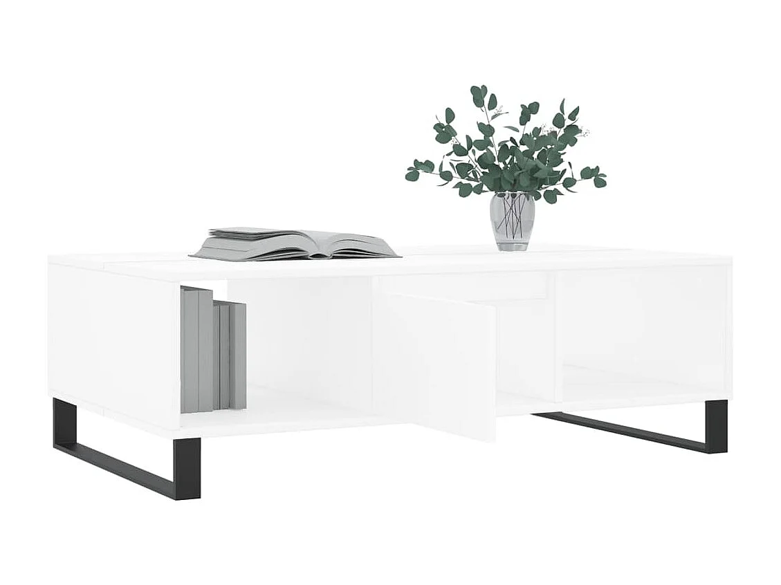 Table basse blanc 104x60x35 cm bois d'ingénierie