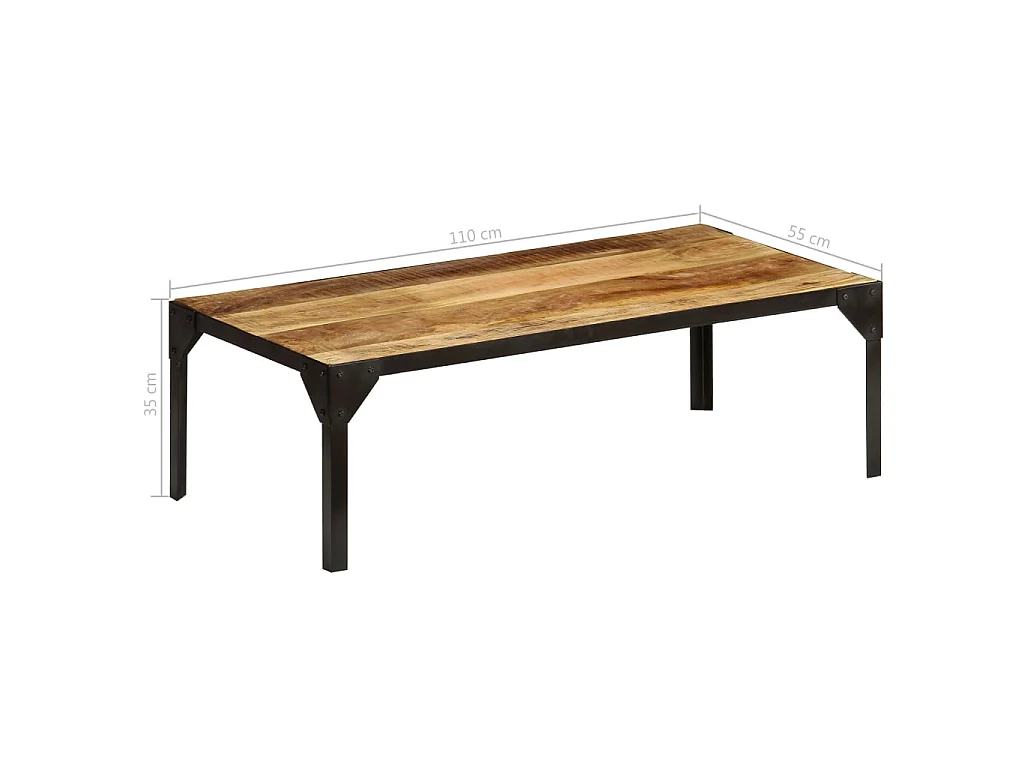 Tavolino Gold Legno massello di mango grezzo e acciaio 110 cm