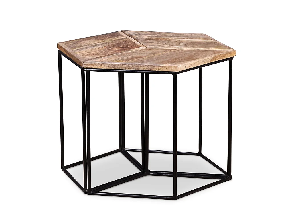 Mesa de centro dourada Madeira de mangueira maciça 56x48x40 cm