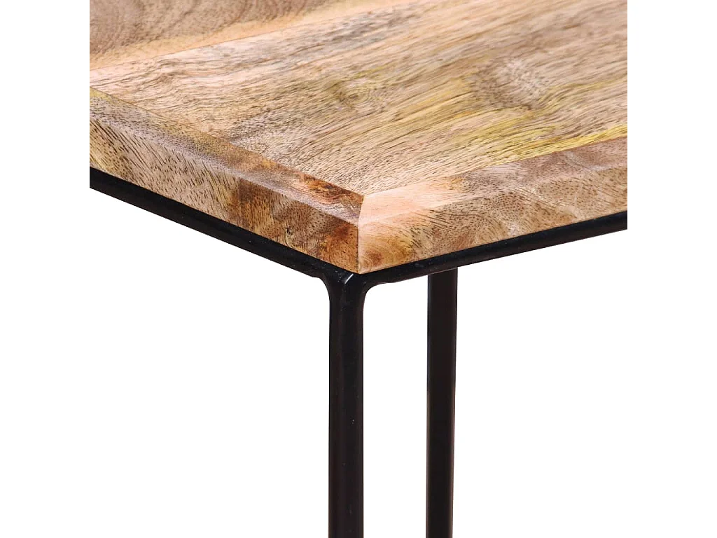 Mesa de centro dourada Madeira de mangueira maciça 56x48x40 cm