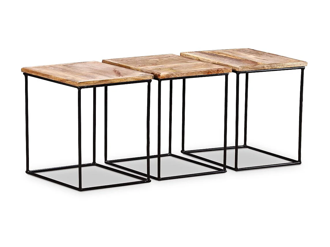 Mesa de centro dourada Madeira de mangueira maciça 56x48x40 cm