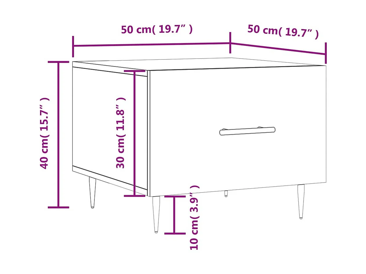 Table basse Noir 50x50x40 cm Bois d'ingénierie