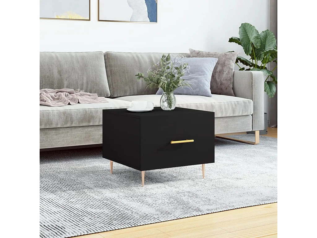 Gold Salontafel Zwart 50x50x40 cm Bewerkt hout