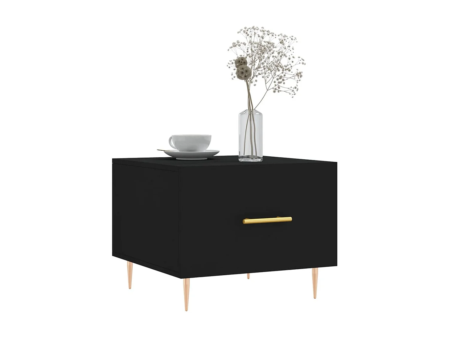 Gold Salontafel Zwart 50x50x40 cm Bewerkt hout