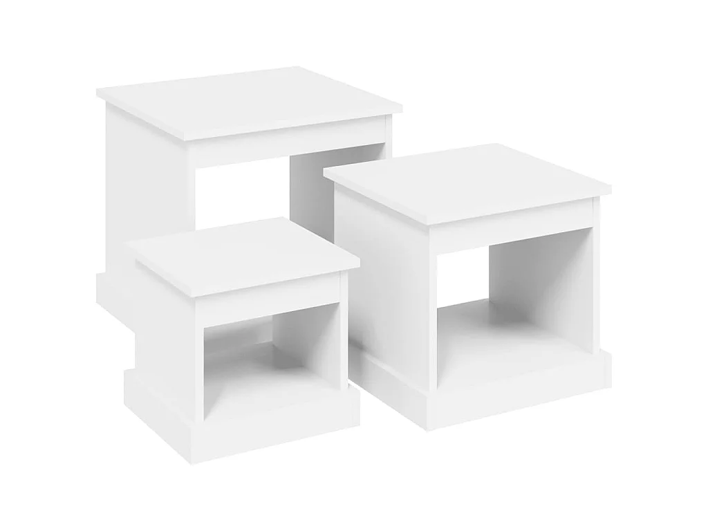 Tavolini impilabili Gold 3 pezzi in MDF bianco