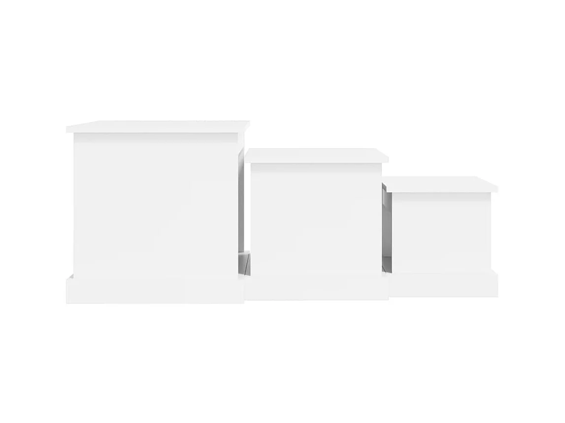 Tavolini impilabili Gold 3 pezzi in MDF bianco