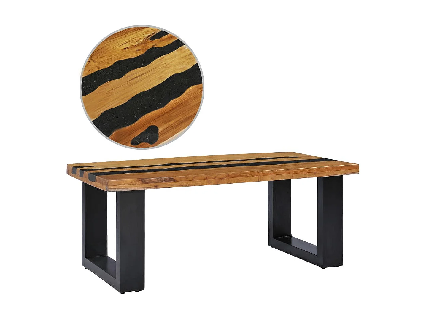 Gold Salontafel 100x50x40 cm Massief teakhout en lavasteen