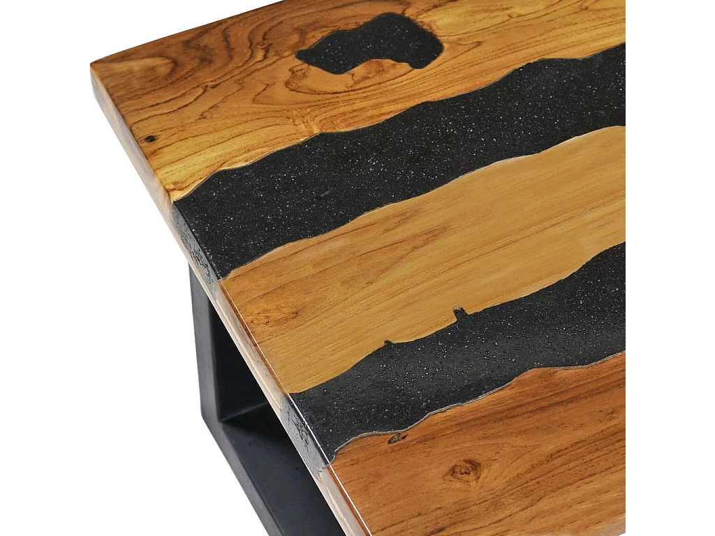 Table basse 100x50x40 cm Bois de teck massif et pierre de lave