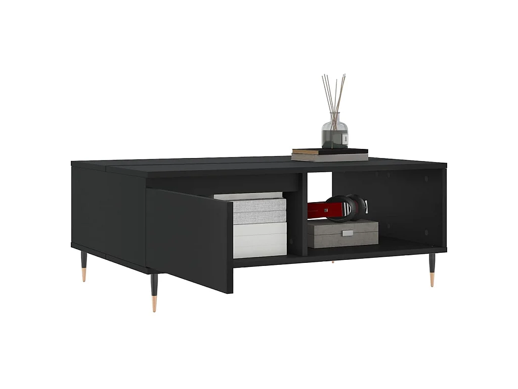 Table basse noir 90x60x35 cm bois d'ingénierie