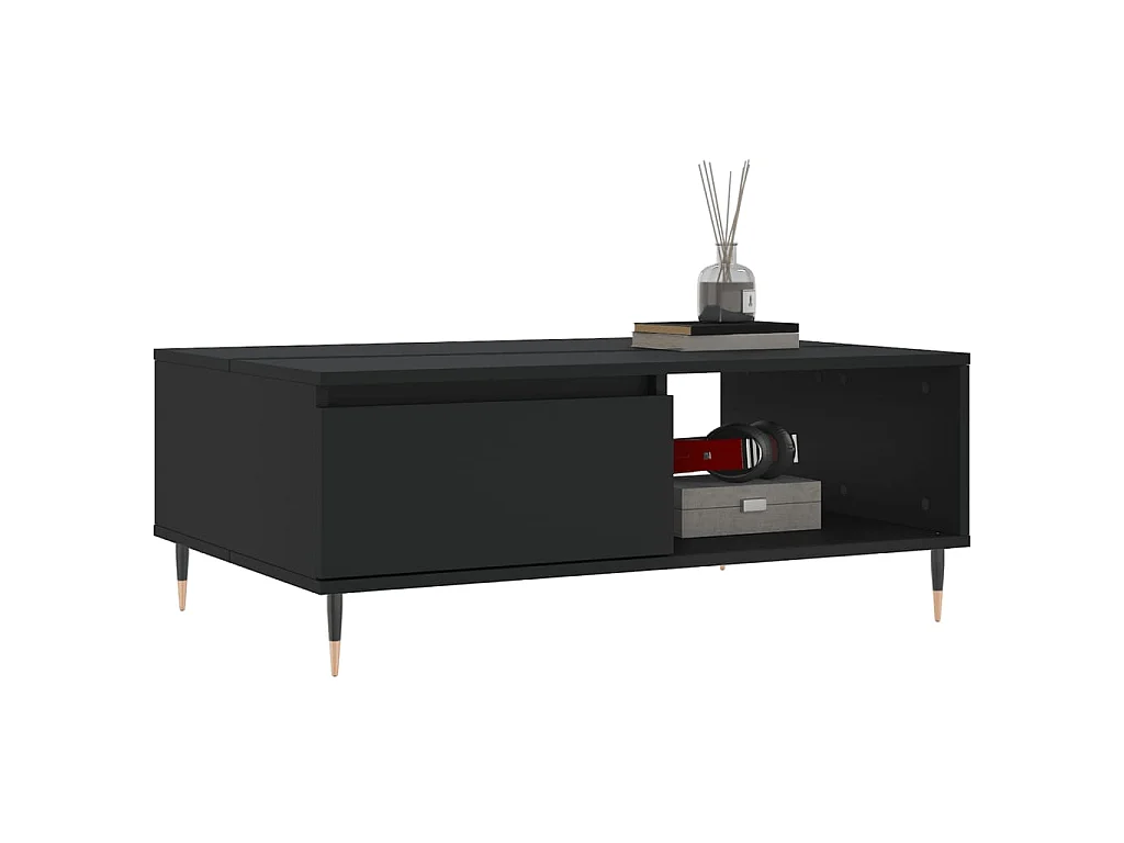 Table basse noir 90x60x35 cm bois d'ingénierie