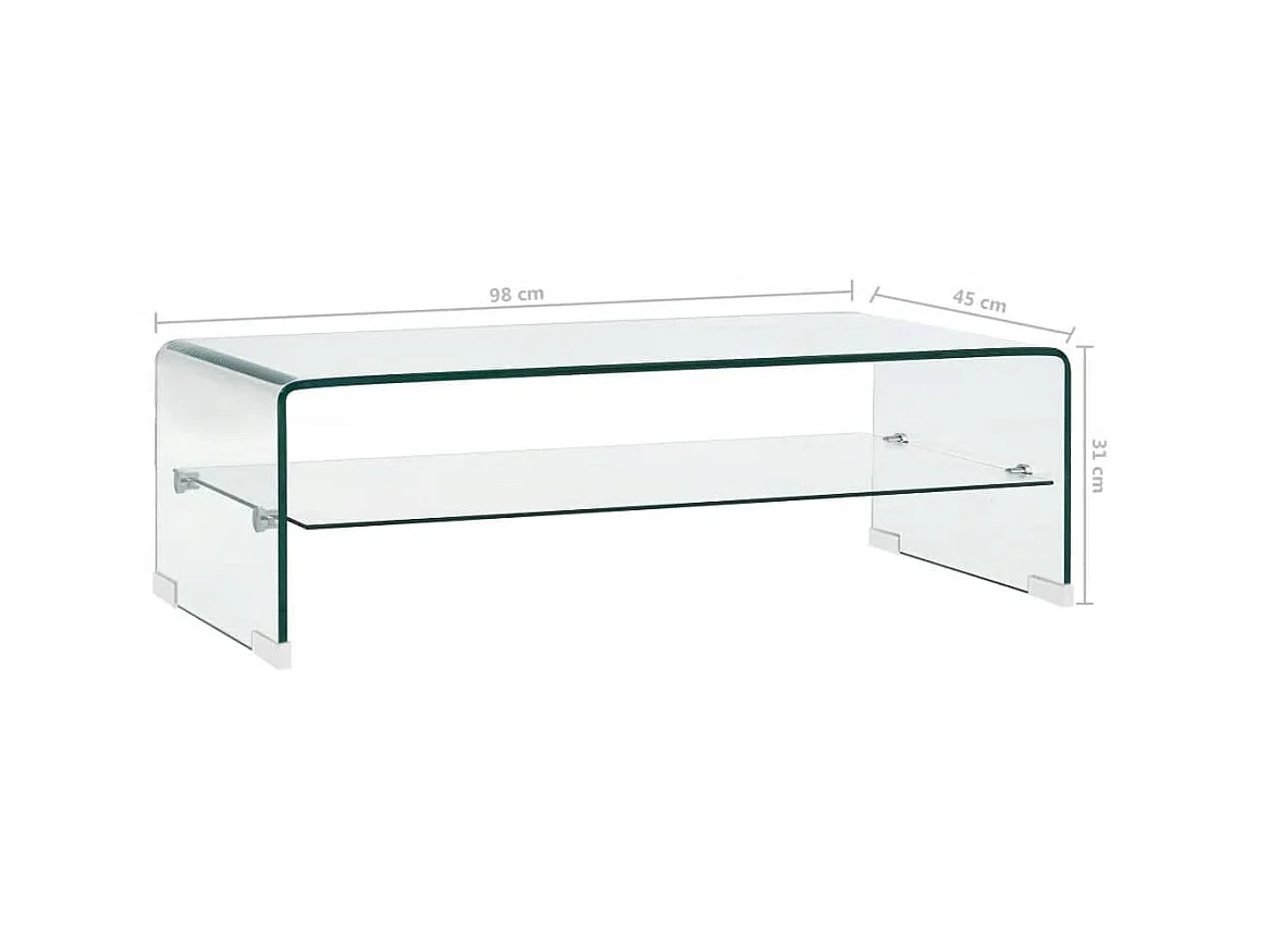 Goud Salontafel Helder 98 x 45 x 31 cm Gehard glas