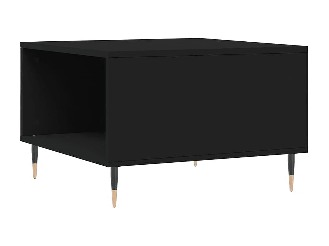 Mesa de centro dourada preta 55x55x36,5 cm madeira projetada