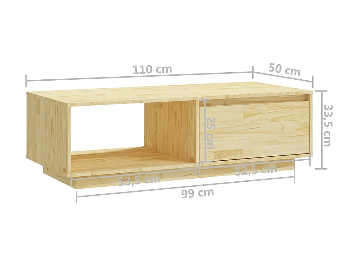 Mesa de centro Gold 110x50x33,5 cm madera maciza de pino