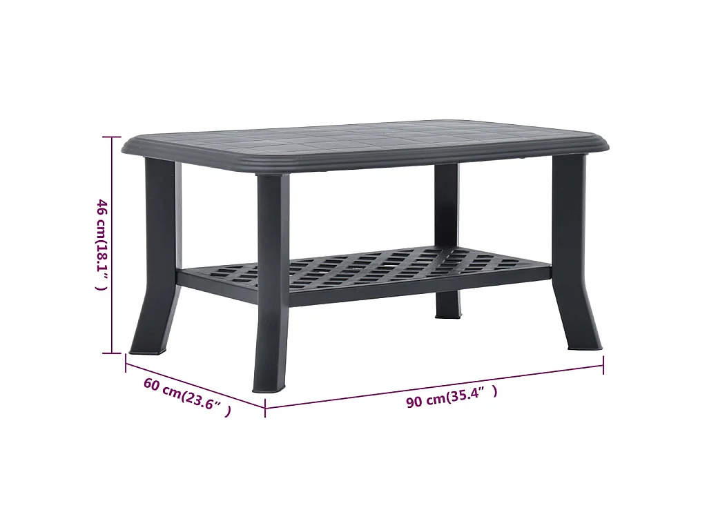Table basse Anthracite 90 x 60 x 46 cm Plastique