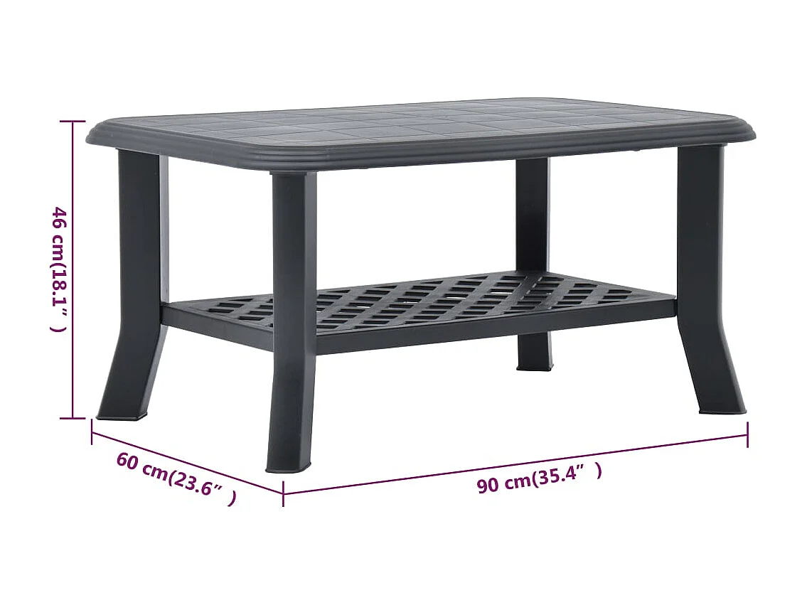 Goud Salontafel Antraciet 90 x 60 x 46 cm Kunststof