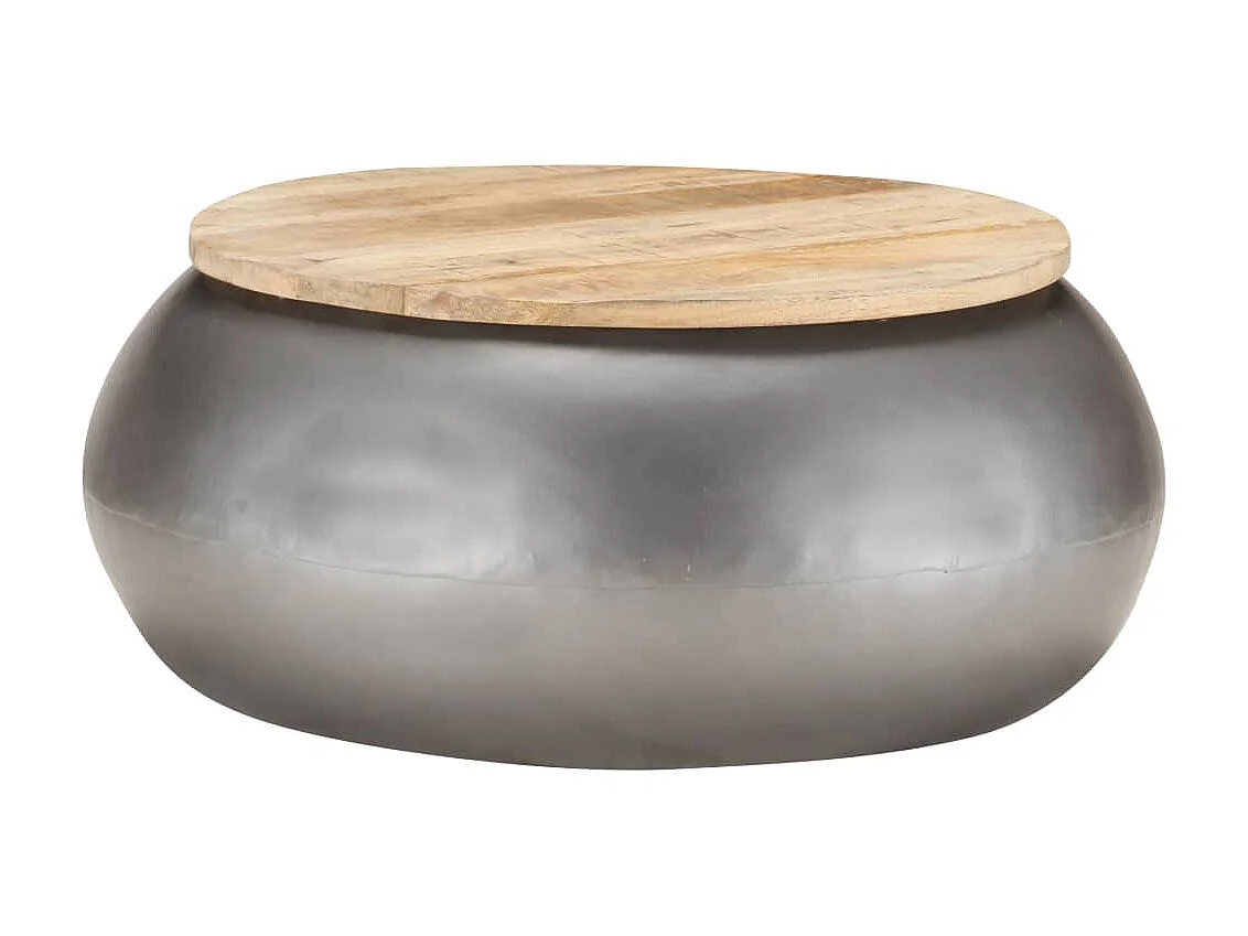 Table basse Gris 68x68x30 cm Bois de manguier solide