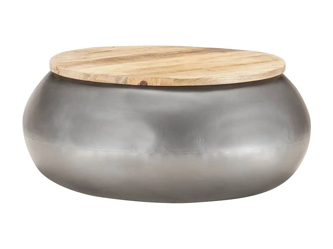 Table basse Gris 68x68x30 cm Bois de manguier solide