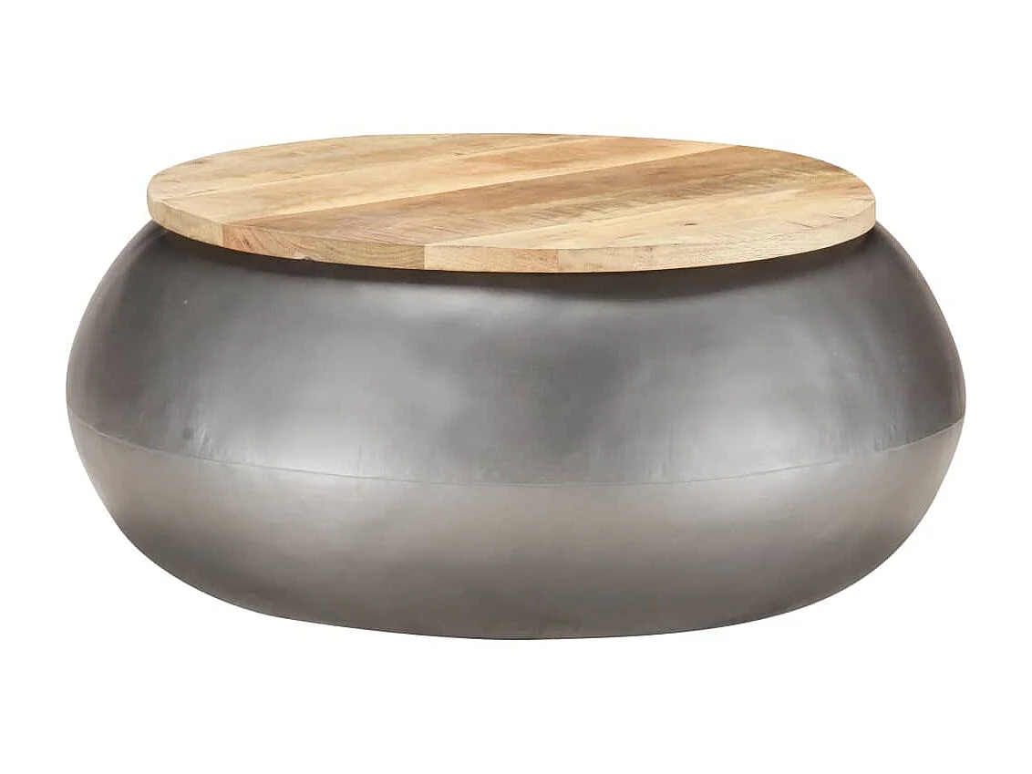 Table basse Gris 68x68x30 cm Bois de manguier solide