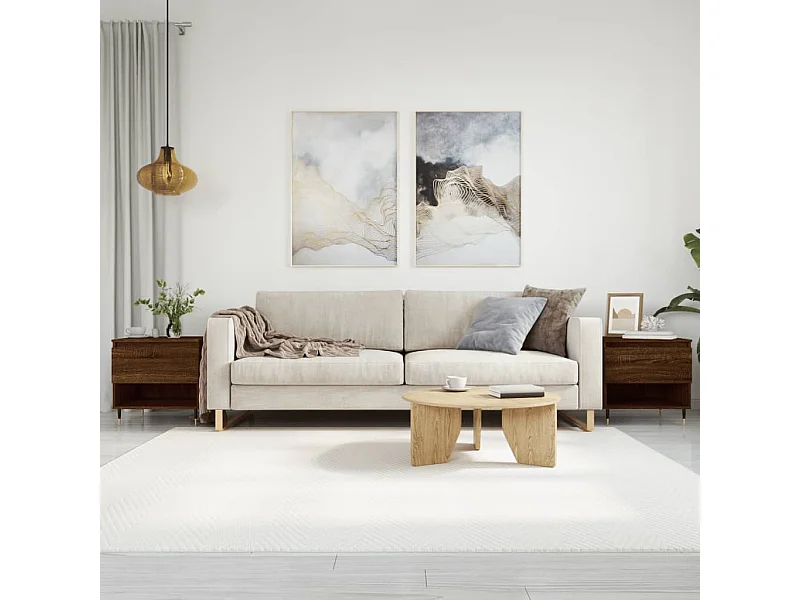 Goldene Couchtische, 2 Stück, braune Eiche, 50 x 46 x 50 cm, Holzwerkstoff