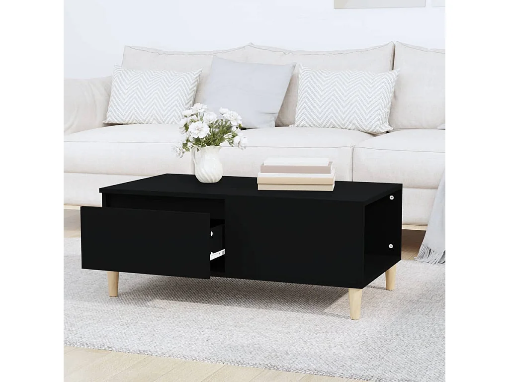 Table basse Noir 90x50x36,5 cm Bois d'ingénierie