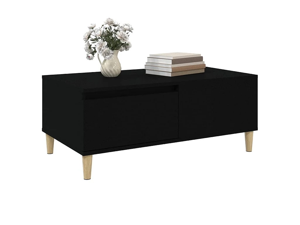 Table basse Noir 90x50x36,5 cm Bois d'ingénierie
