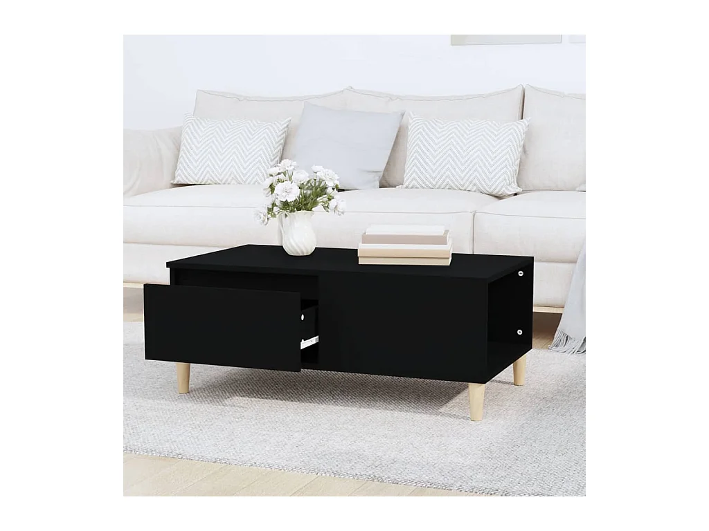 Table basse Noir 90x50x36,5 cm Bois d'ingénierie