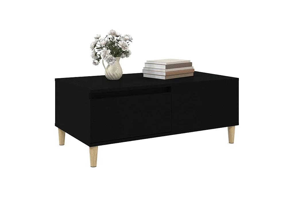Table basse Noir 90x50x36,5 cm Bois d'ingénierie