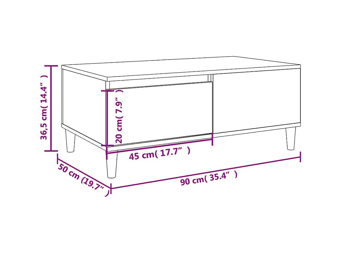 Table basse Noir 90x50x36,5 cm Bois d'ingénierie